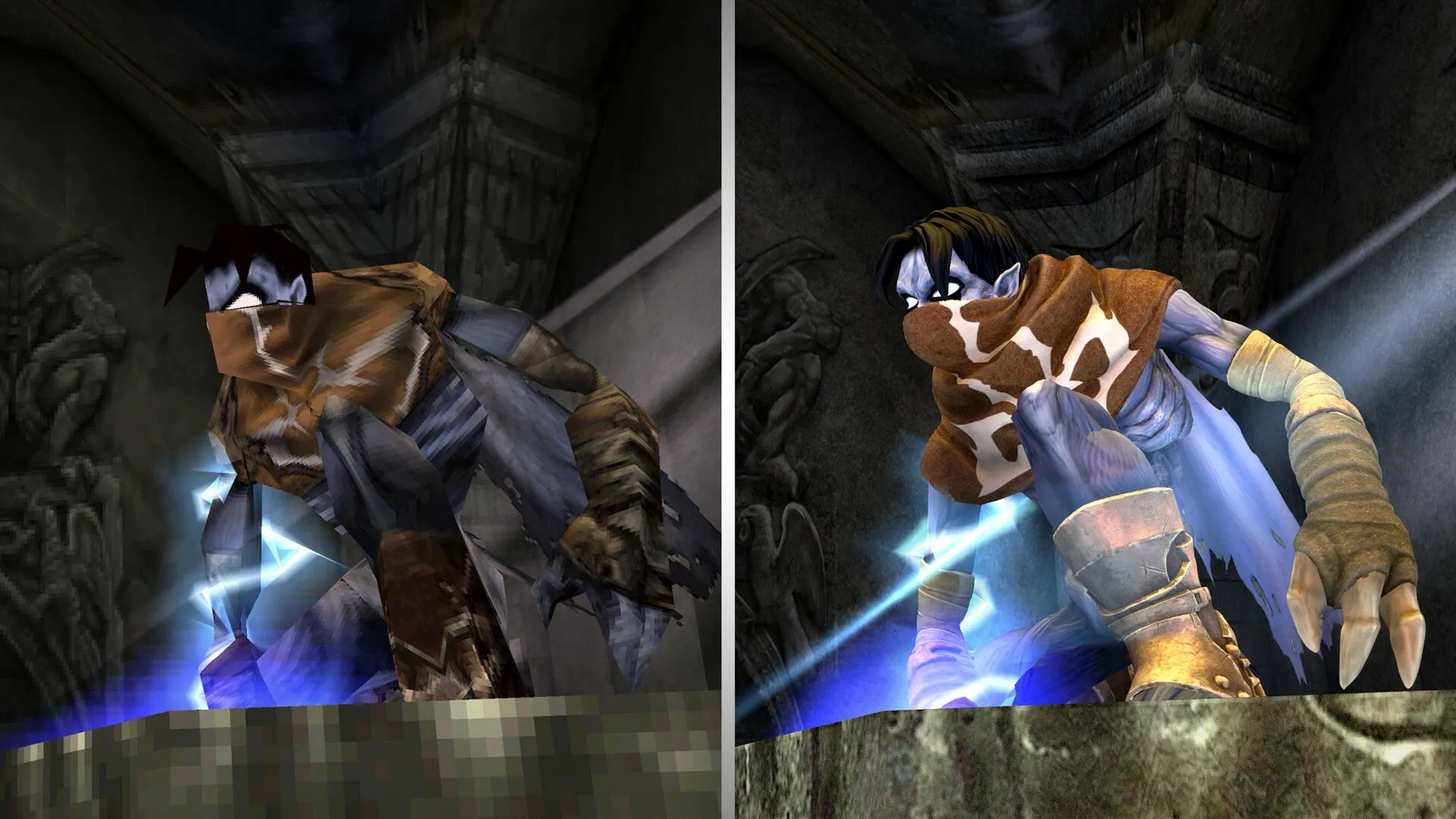 So sánh đồ họa giữa phiên bản PlayStation 1 và Remastered của game Legacy of Kain: Soul Reaver.