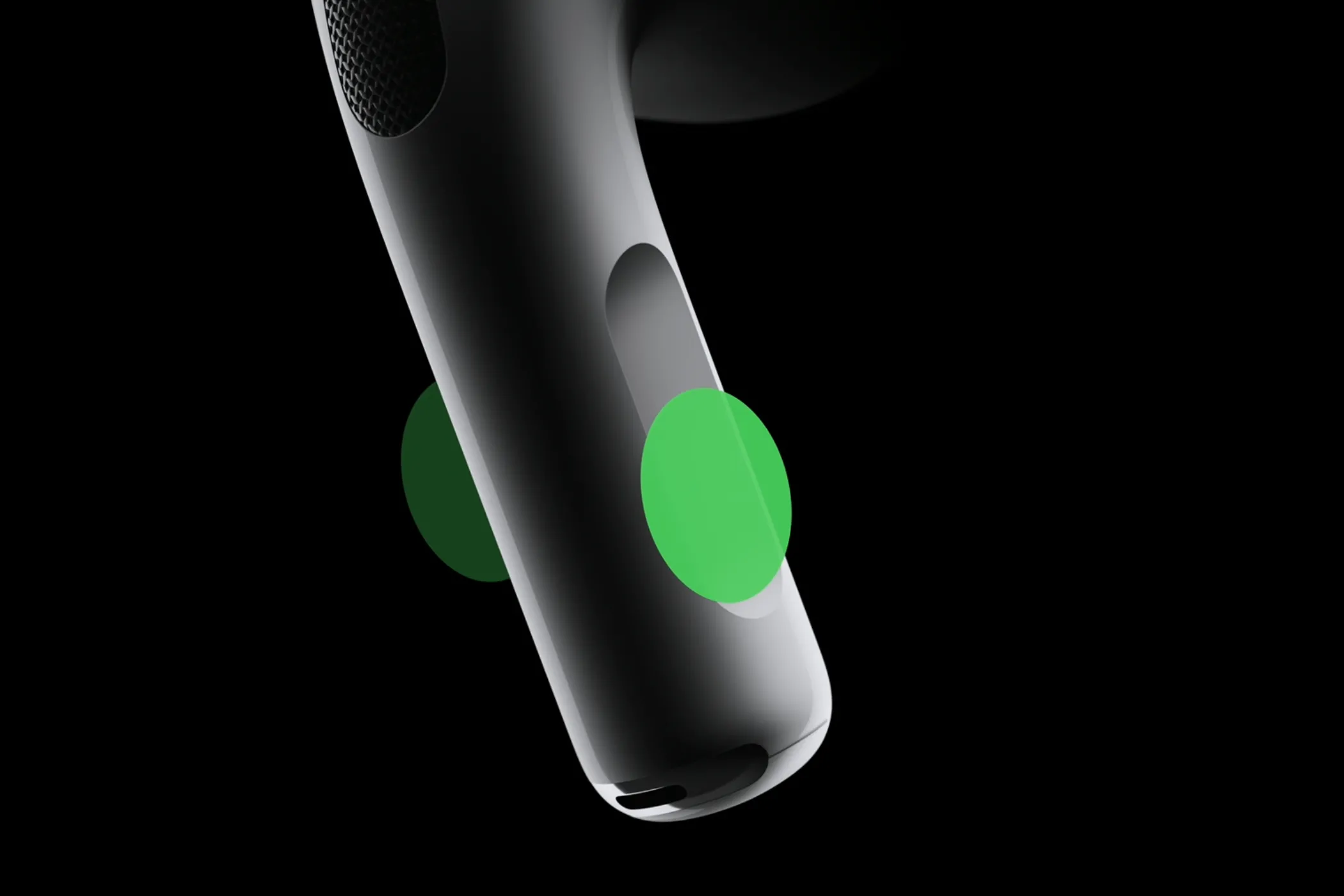 Tai nghe AirPods Pro 2 với vùng cảm ứng lực trên thân tai nghe, cho phép điều khiển nhạc và chế độ âm thanh dễ dàng.