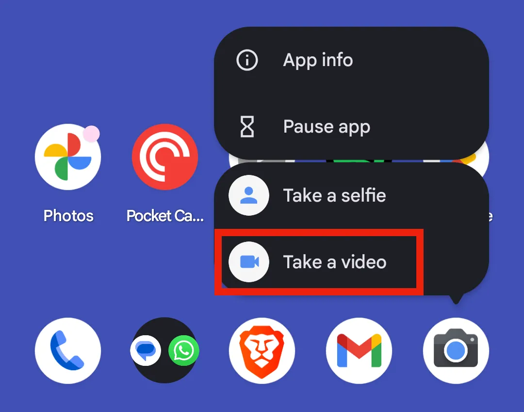 Tạo lối tắt quay video nhanh trên màn hình chính của Pixel