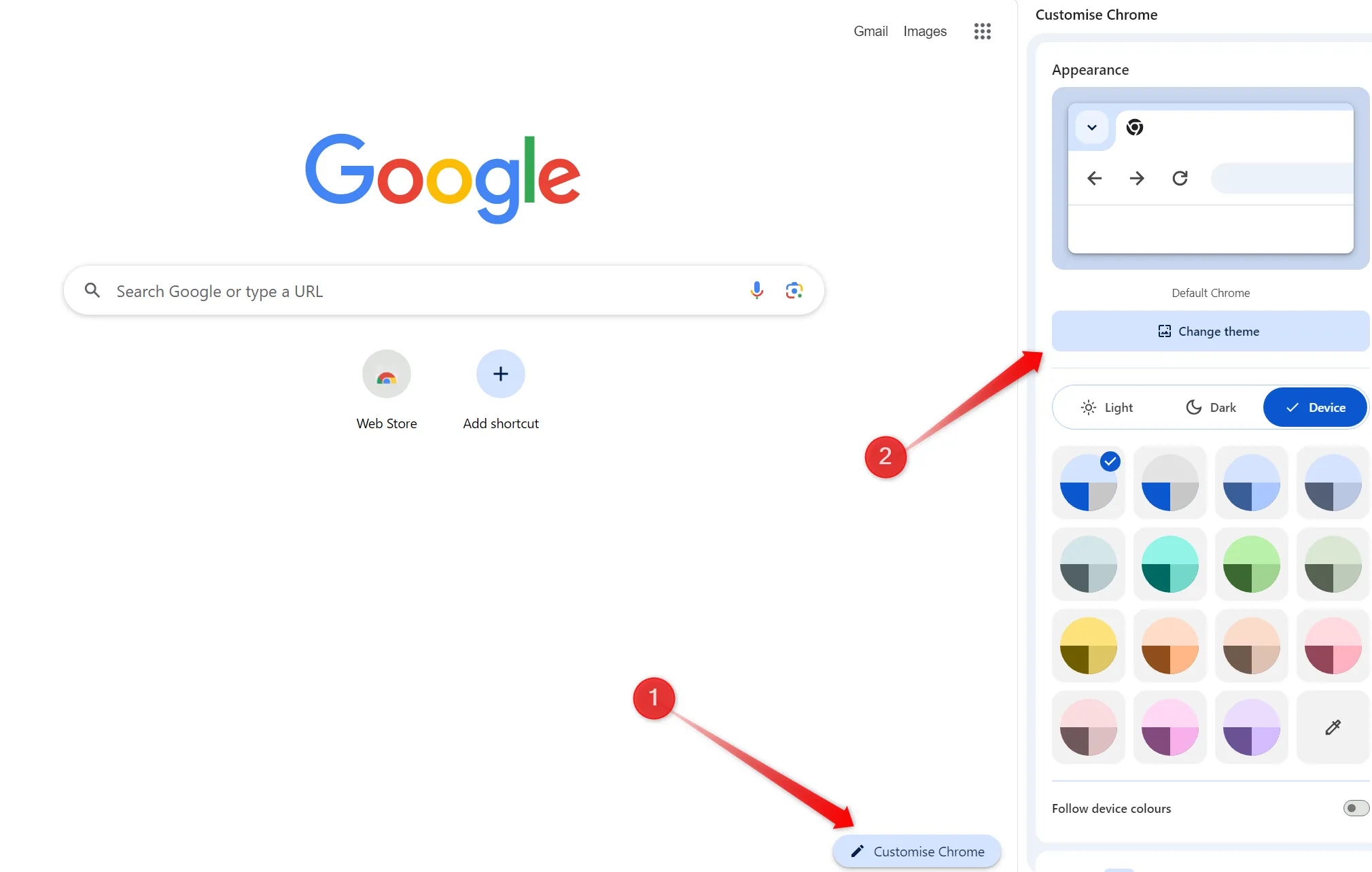 Thay đổi chủ đề (theme) trong trình duyệt Google Chrome trên Chromebook để cá nhân hóa giao diện và trải nghiệm duyệt web.