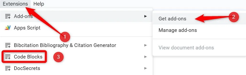 Thêm tiện ích mở rộng (add-on) vào Google Docs từ menu &quot;Tiện ích&quot;, nâng cao tính năng và trải nghiệm người dùng.