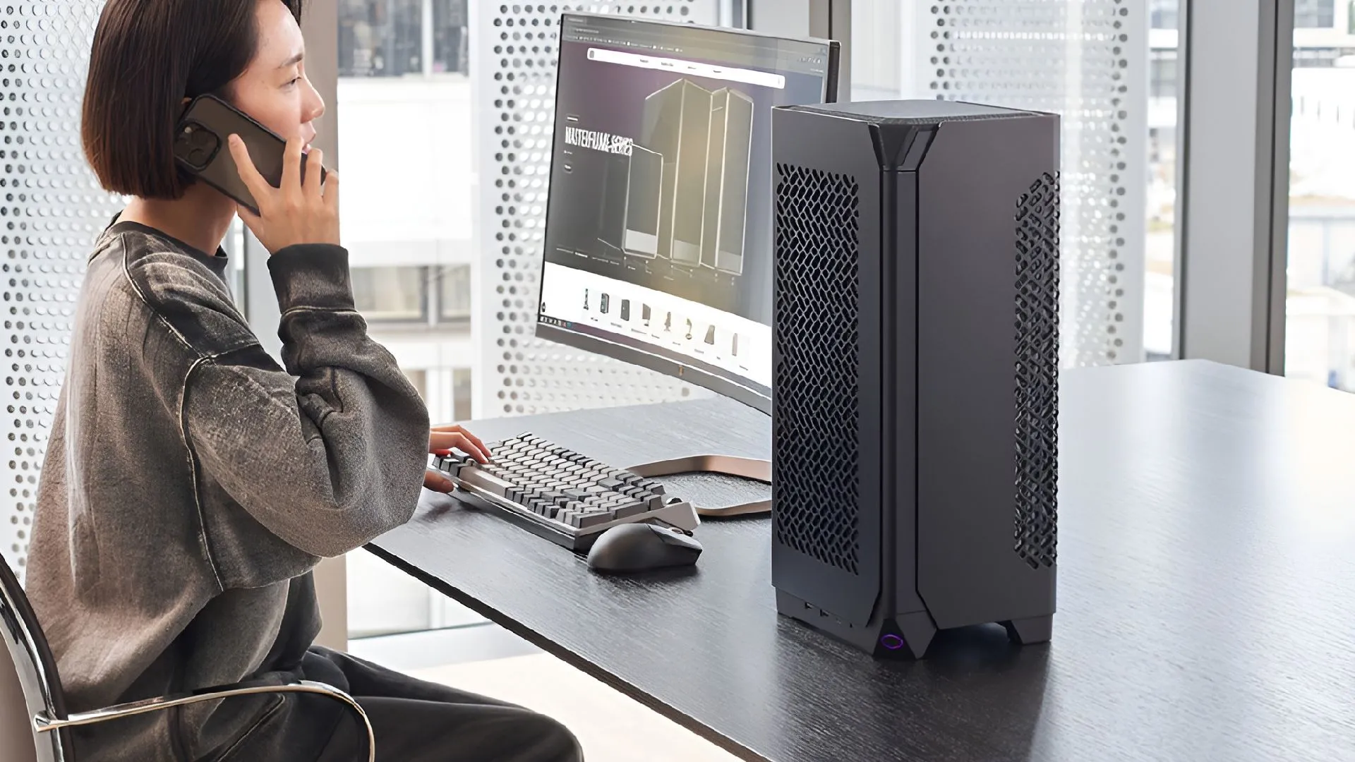 Vỏ case máy tính Cooler Master NCORE 100 AIR, thiết kế tối ưu luồng khí làm mát hiệu quả.