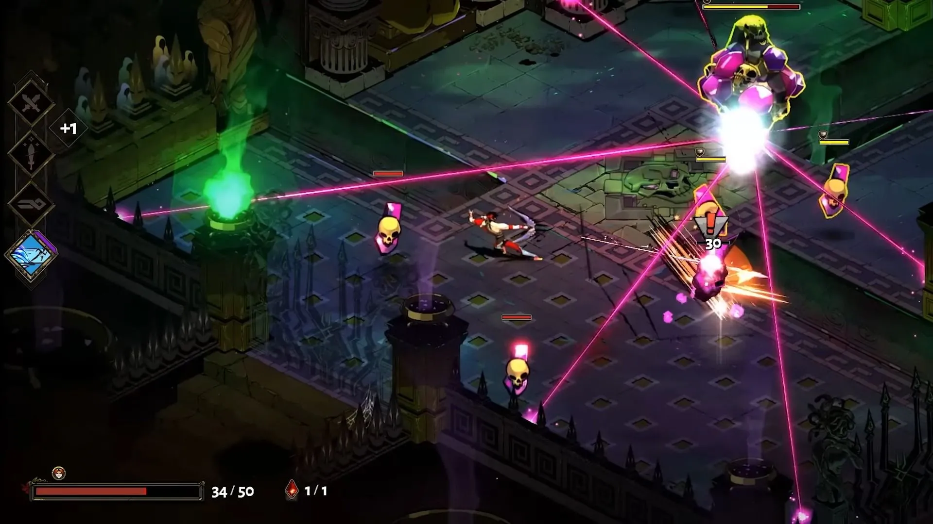 Zagreus, con trai của Hades, chiến đấu với quái vật trong game Hades, thể hiện lối chơi roguelike đầy kịch tính và cốt truyện tiến triển.